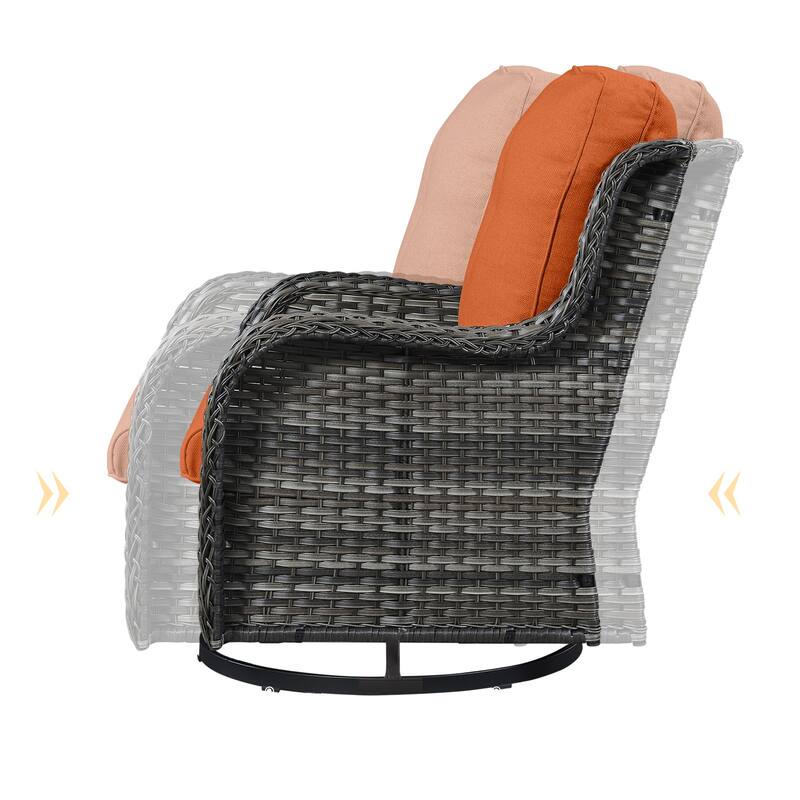 ArcoBay Wicker PE Rattan Outdoor Patio Swivel Glider Chairs with 4'' Olefin Cushions (2-Pack)