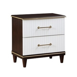 Shim 29 Inch Nightstand with 2 Drawers, Gold, White, and Cherry Brown ...