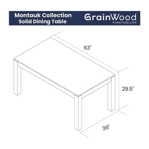 dimension image slide 2 of 3, Grain Wood Furniture Solid Pine Montauk Dining Table