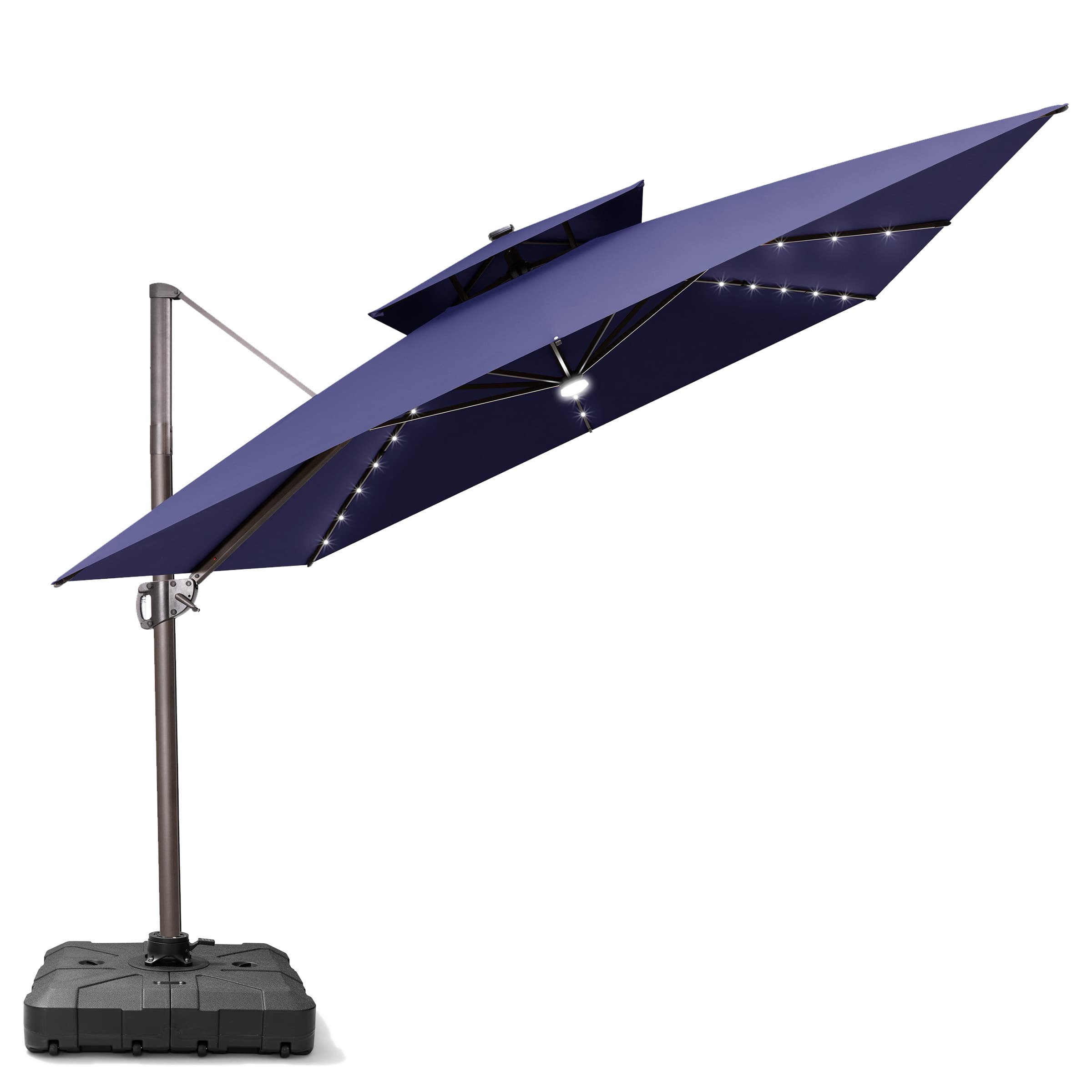 led 11 x 11 patio umbrellas Outdoor Umbrella with Base & Solar Cantilever 11' Round / Beige The umbrella is equipped with 6 LED bulbs on each of the 4 ribs 11', 11.5' Patio Umbrella –