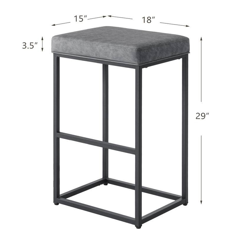 Upholstered Counter & Bar Stool with Footrest, Set of 2 - N/A