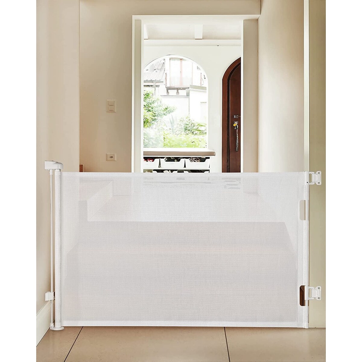 Retractable Baby Gate, Mesh Pet Gate 33" Tall