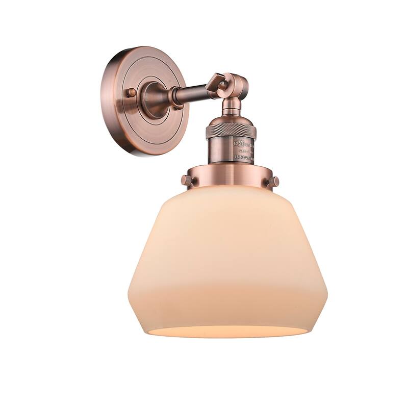 Innovations Lighting Fulton Single Light 11" Tall Bathroom Sconce with - Antique Copper / Matte White Cased