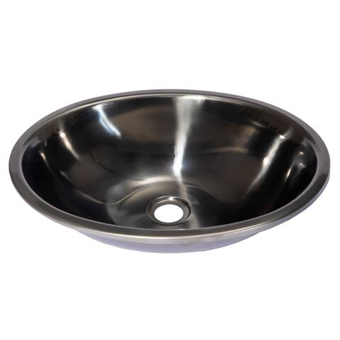 Oval 17.52 x 14-in Stainless Steel Sink in Black with Drain