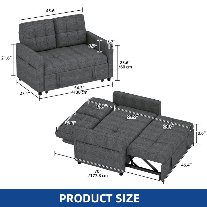 Moasis 3 IN 1 Sleeper Sofa Bed, Pull Out Chair Sofa