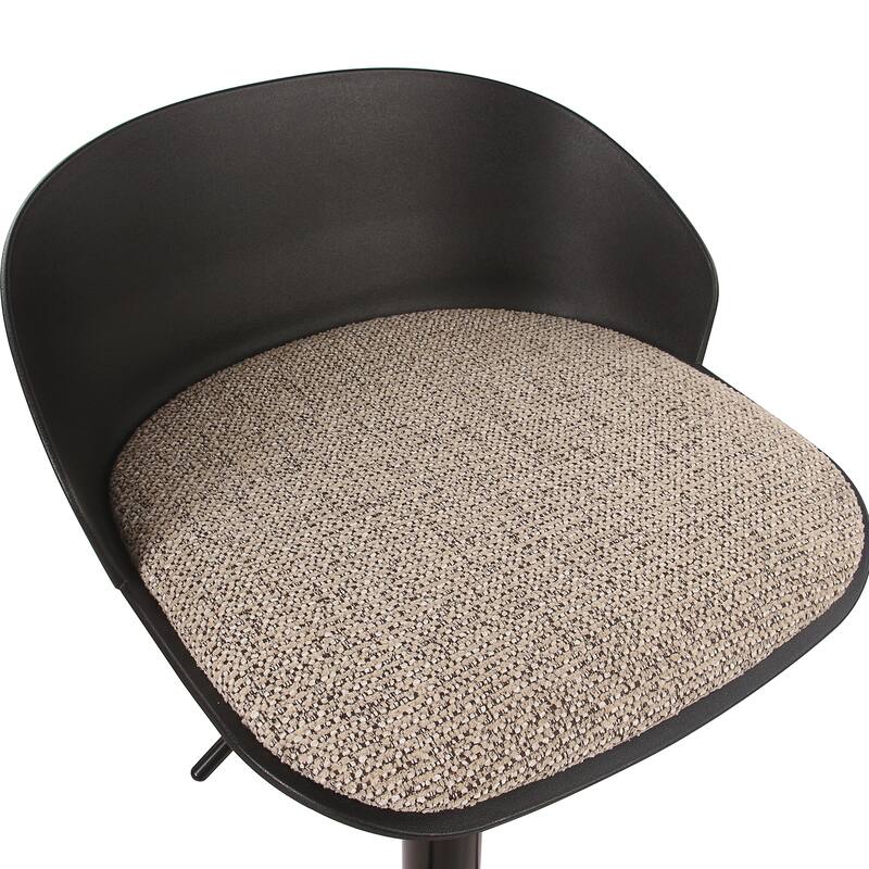 Contemporary Metal and Fabric Adjustable Air-Lift Stool, Set of 2