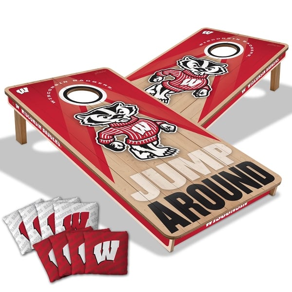 slide 2 of 7, Wisconsin Badgers NCAA 2x4 Professional Cornhole Board Set Include Carrying Case