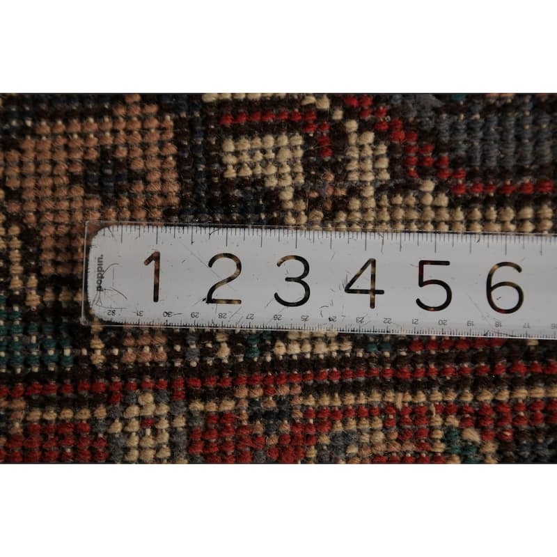 Blue Geometric Heriz Serapi Runner Rug Hand-Knotted Wool Carpet - 2'7"x 7'10"