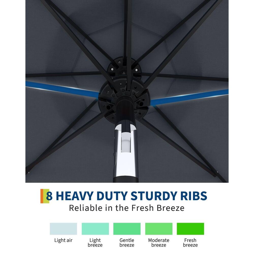 Coromose 9FT Outdoor Patio Umbrella, 8 Sturdy Ribs, with 32 LED Lights