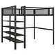 preview thumbnail 4 of 34, Full Size Metal Loft Bed with 4-Tier Shelves and Storage, Black