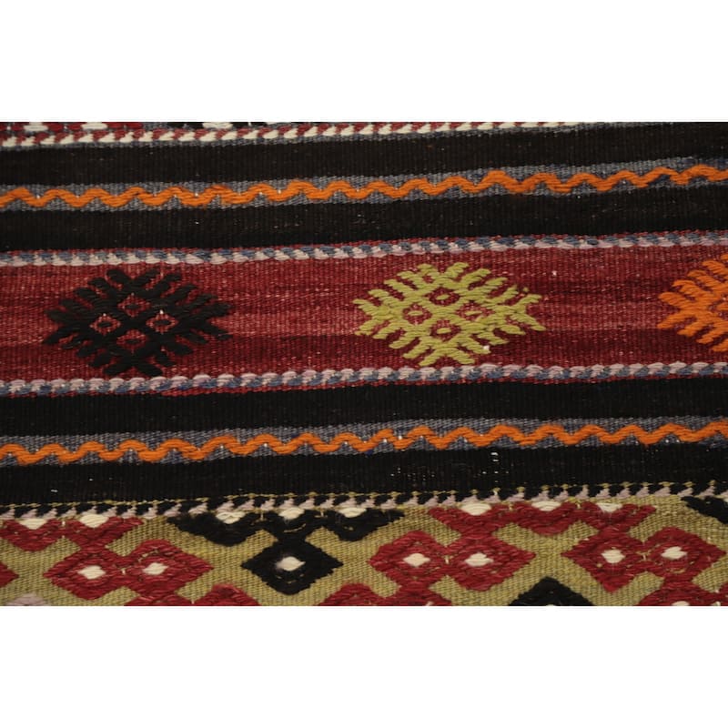 Hand Woven Oriental 100% Wool Carpet Southwestern Tribal Multi-Colored Kilim Area Rug - 10' 2'' X 5' 7''