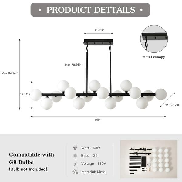 dimension image slide 4 of 6, Mid Century Modern Chandelier Sputnik Light Fixture