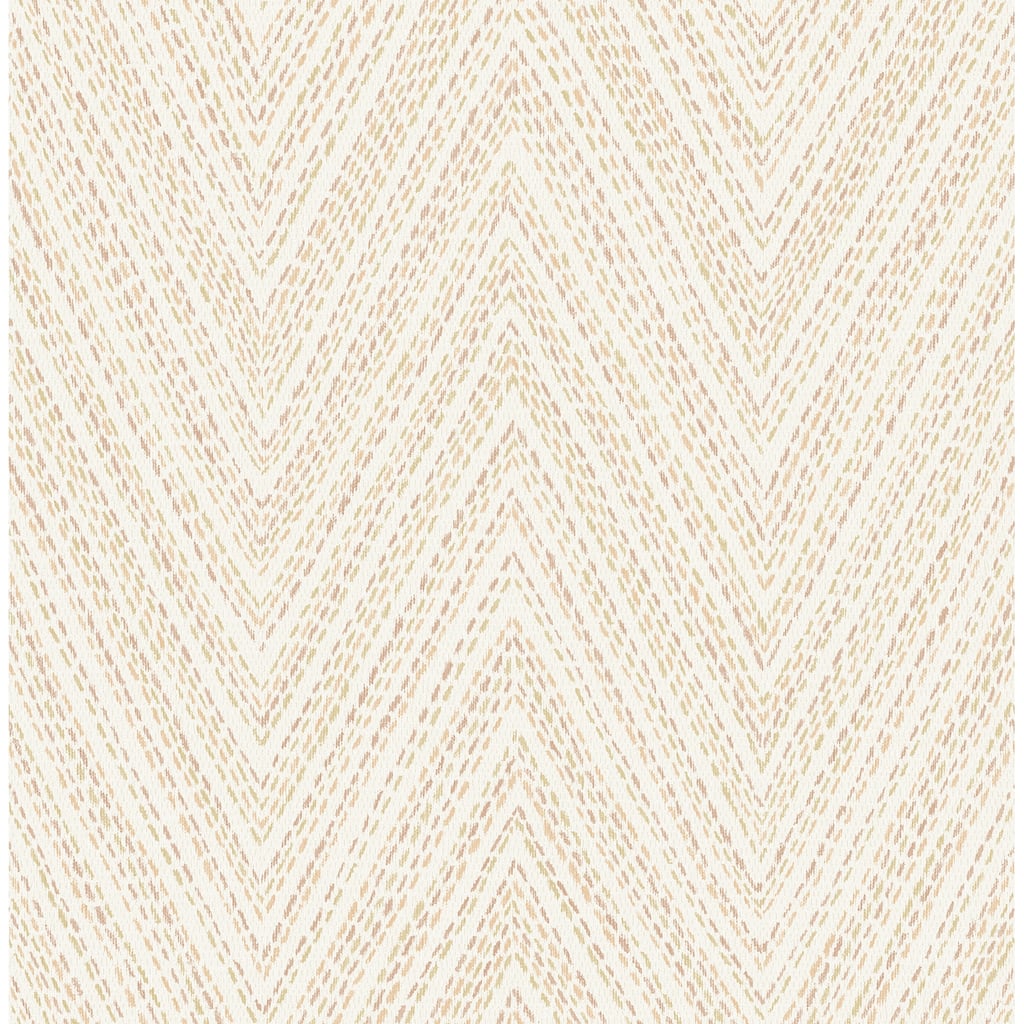 A-Street Prints Lainey Apricot Stitched Chevron Wallpaper