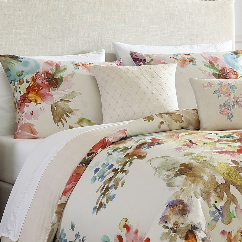 Bebejan Antique Flowers Ivory 100% Cotton 5-Piece Reversible Comforter Set