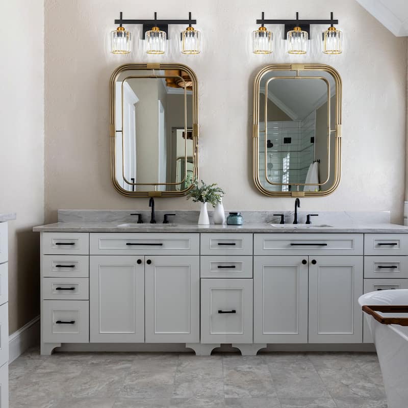 3/4/5-Light Dimmable Crystal Modern Bathroom Vanity Lights Fixtures Over Mirror