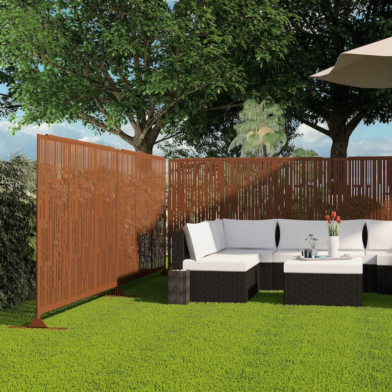 Shine Metal Privacy Screen Panel Free Standing - 72*47
