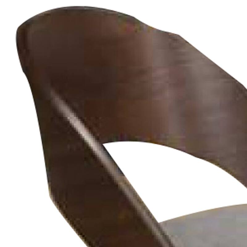 Wooden Dining Chair with Open Curved Back Design, Set of 2, Walnut Brown