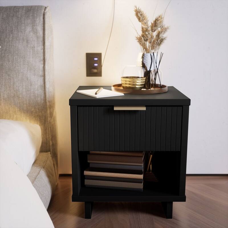 Manhattan Comfort 1.0 Granville Modern 1 Drawer Nightstand - Black