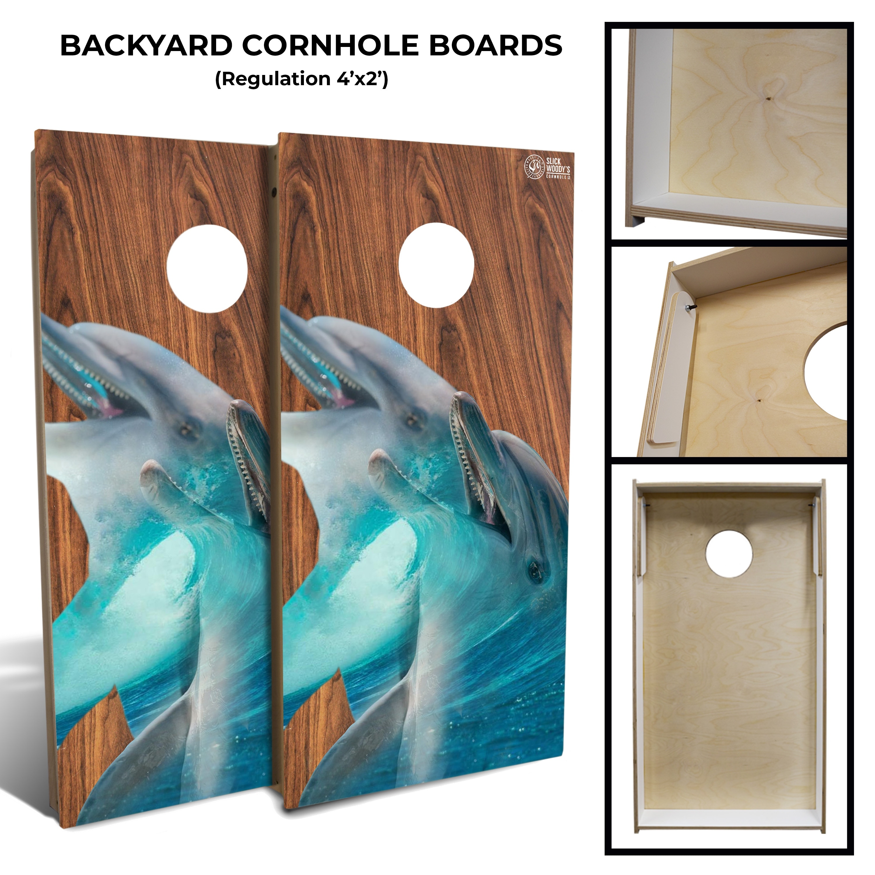 Skip's Garage 2' X 3' Dolphins Cornhole Boards