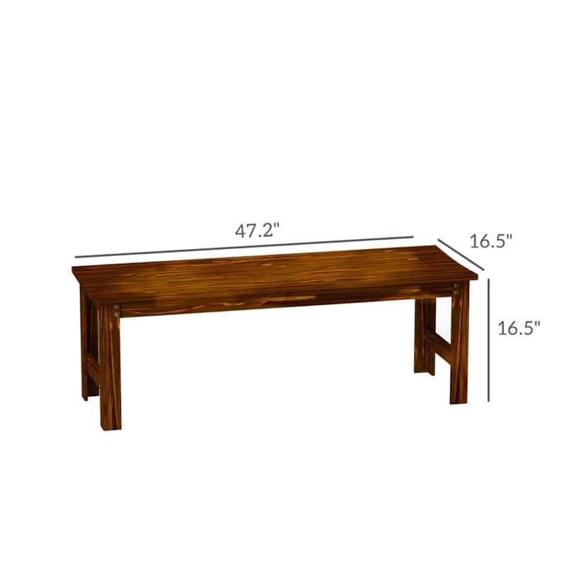 Solid Pine Wood Two-Seat Garden Bench with Slatted Seat - 47.2" L x 16.5" W x 16.5" H