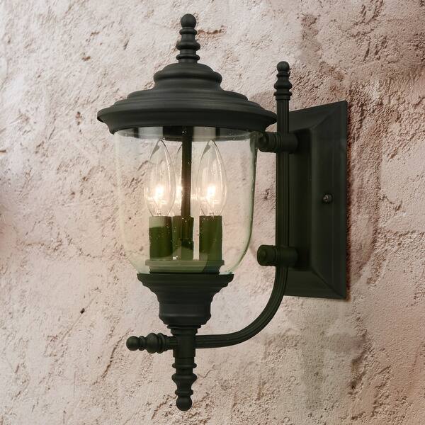 Eglo Pinedale 15 25 Inch Outdoor Wall Light With Matte Black Finish And Clear Seeded Glass Overstock 20931149
