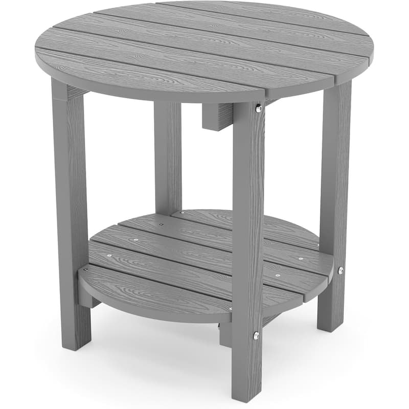 WINSOON All Weather HIPS Outdoor Side Table,Round Table - Grey