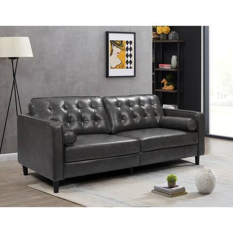 Dark Gray Couch, European Vintage style leather sofa seat 3, the latest design, suitable for apartment, living room