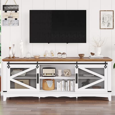 Farmhouse TV Stand 75 Inch Entertainment Center - 75 inches