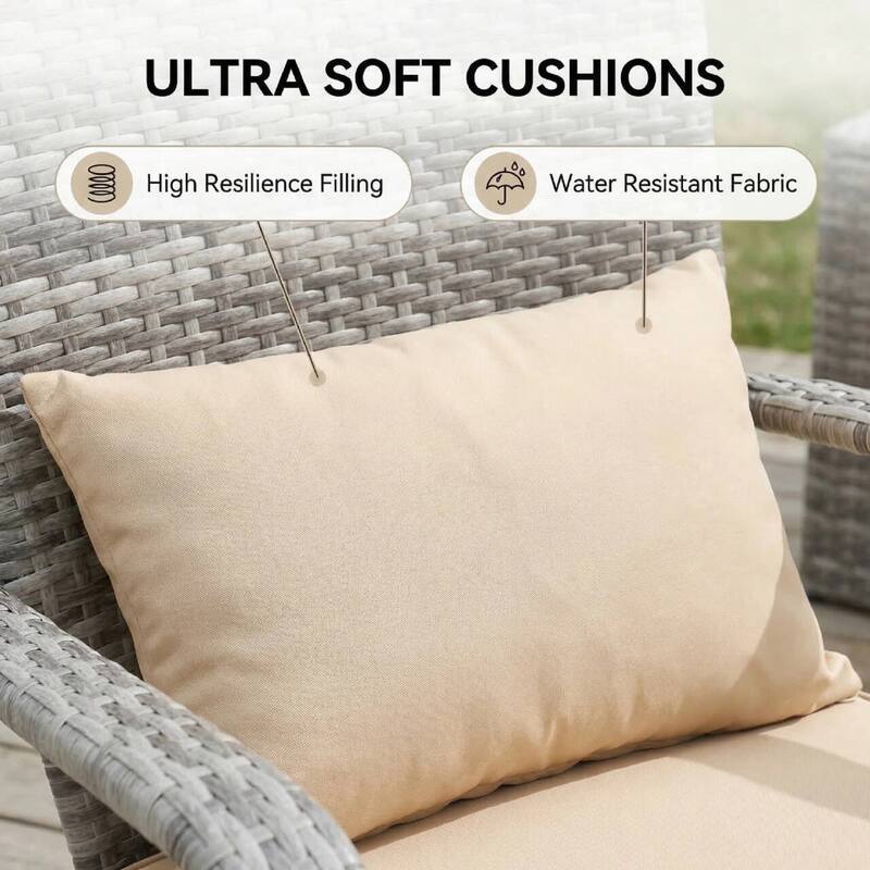 Outdoor Rattan Wicker Accent Chair with All-Weather Cushions