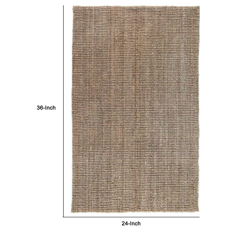 Lestino 2 x 3 Handspun Area Rug, Brown, Gray Jute, Boucle Woven Pattern