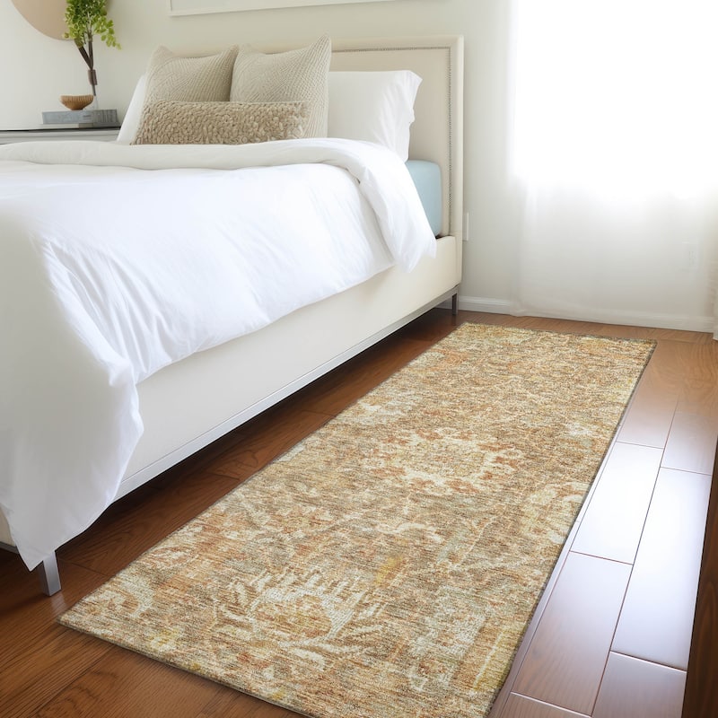 Machine Washable Indoor/ Outdoor Traditional Persian Chantille Rug - Khaki - 2'3" x 7'6"