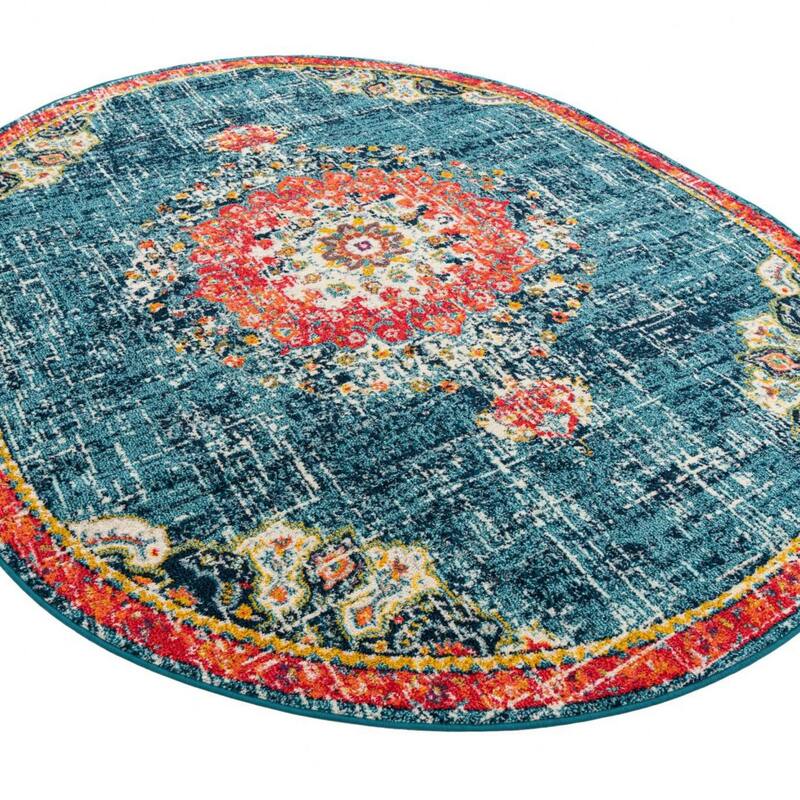 Traditional Koakburg Collection Area Rug - Blue - 3'3"x5'3" Oval
