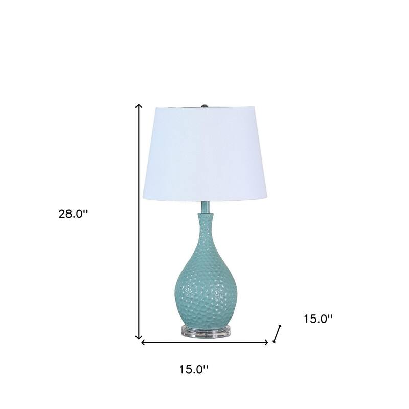 28 Inch Urn Table Lamp with Tapered Drum Shade for Living Room - 15" x 15" x 28"