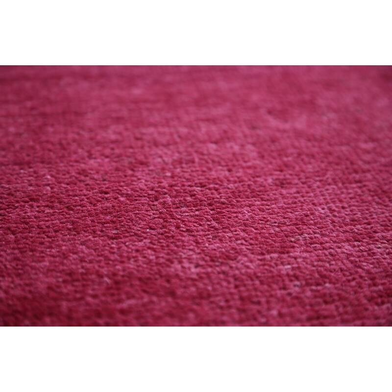 Hand Knotted Oriental 100% Wool Carpet Modern Solid Pink Gabbeh Area Rug - 12' 2'' X 9' 2''