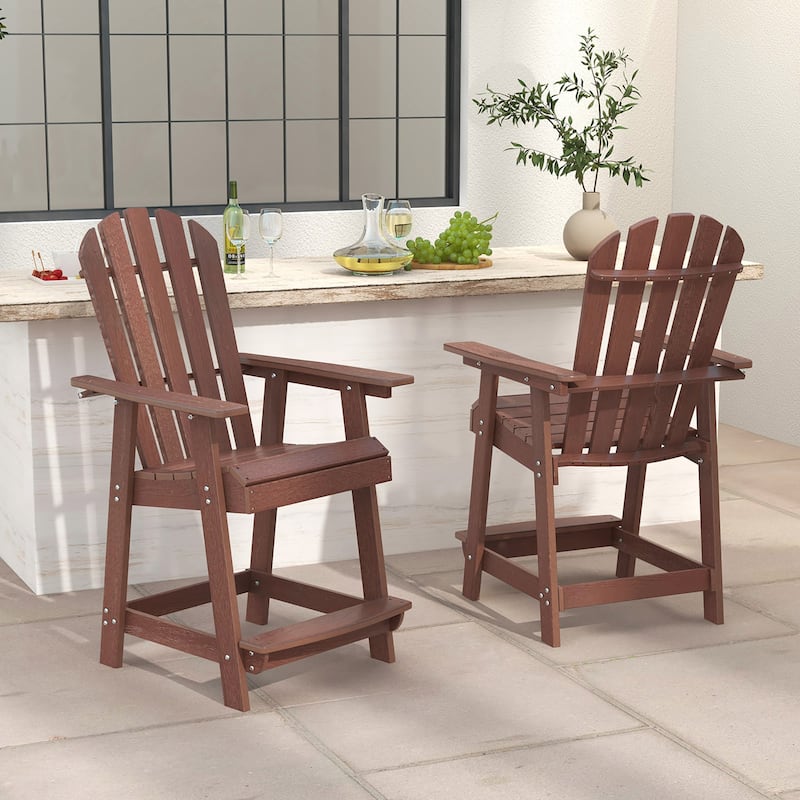 Gymax 4 PCS Bar Stool HDPE Patio Chair w/ Armrest Footrest Home Indoor