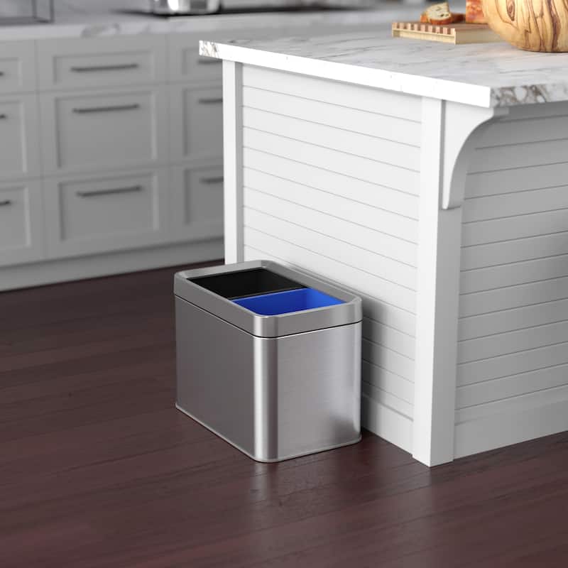 iTouchless 5.3 Gal Dual Compartment Stainless Steel Open Top Combo Bin