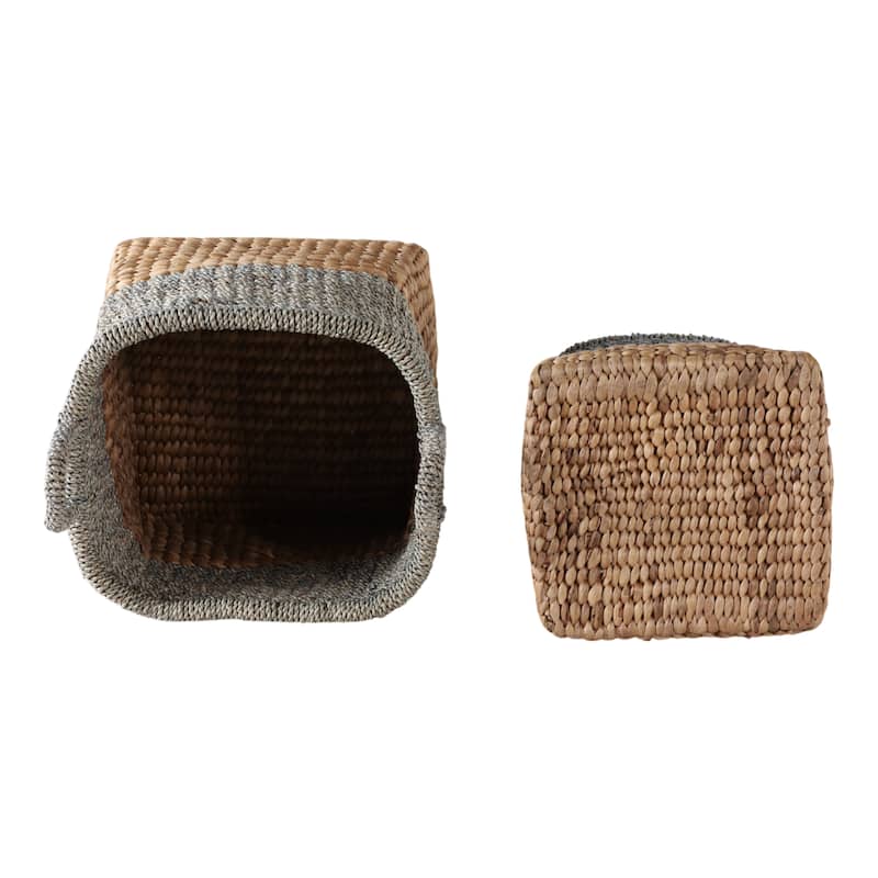 Woven Fabric Storage Basket Casual Design (Set of 2) - 19" Tan - 17.25" x 17.25" x 18.5"