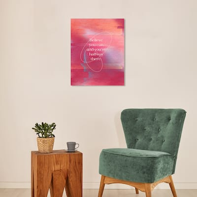Wynwood Studio Canvas Typography and Quotes Believe you are Pink Modern & Contemporary Wall Art Canvas Print
