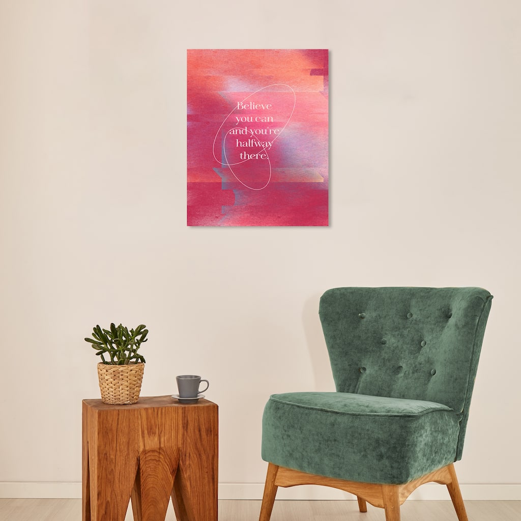 Wynwood Studio Canvas Typography and Quotes Believe you are Pink Modern & Contemporary Wall Art Canvas Print