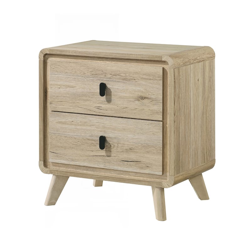 Charming Mid-century Nightstand with Ample Drawer Space and Stylish Finish - Beige - 2-drawer