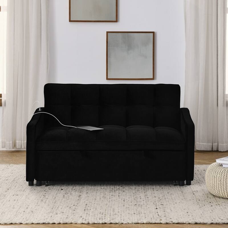 Loveseats Sofa Bed with Pull-out Bed AND Adjsutable Back - 2 Seat