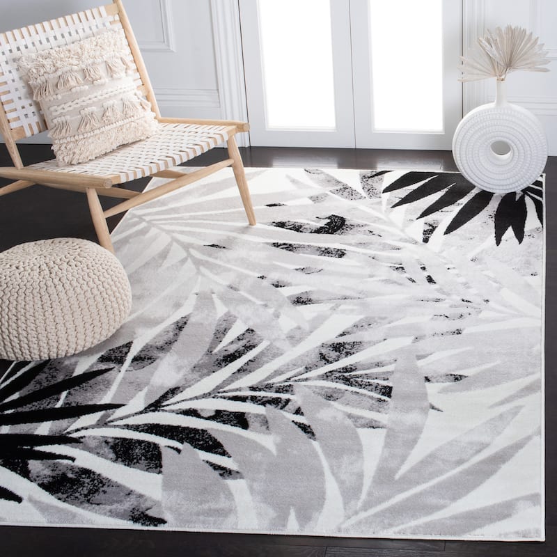 SAFAVIEH Skyler Leanna Distressed Tropical Watercolor Rug - 6' x 9' - Ivory/Black