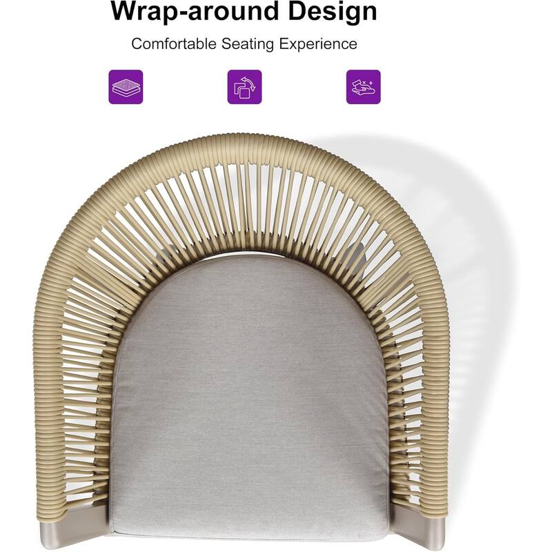 PURPLE LEAF Outdoor Dining Chairs Set of 2 Patio Counter Height Bar Stool with Cushion