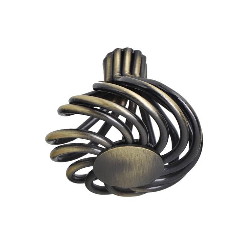 Utopia Alley Aire Round Swirl Cabinet Ring Pull Knob - Vintage Cabinet Hardware with Hand Finished Antique Brass, 1.8"