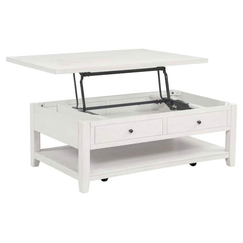 Payne 48-inch Mobile Lift Top Coffee Table - 48" x 28.25" x 18.25" - Distressed White