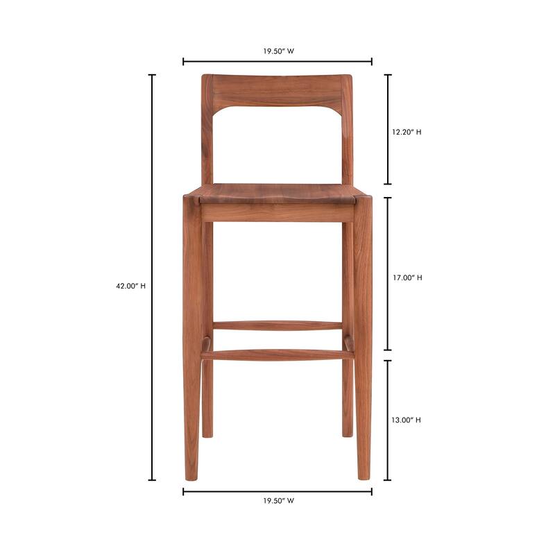 Aurelle Home Owletta Modern Solid Wood Barstool - 19.5"W x 42"H x 20"D