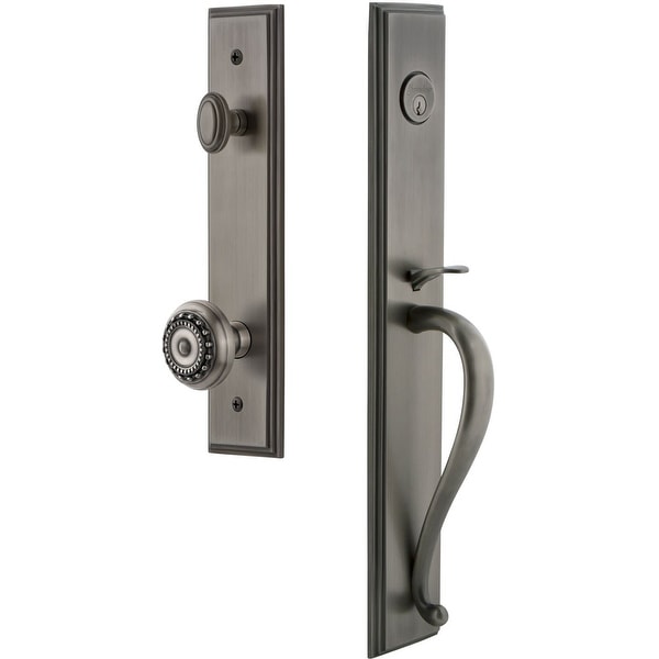 Grandeur CARSGRPAR_ESETD_NA Carre Solid Brass Rose Dummy "S" Grip Handleset with Parthenon Knob