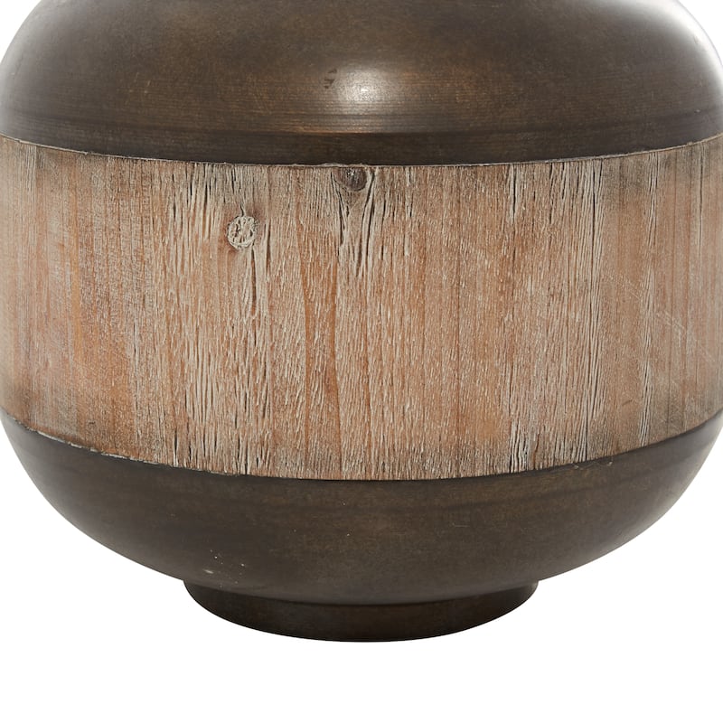 Brown Metal Living Room Decorative Jars with Wood Lids