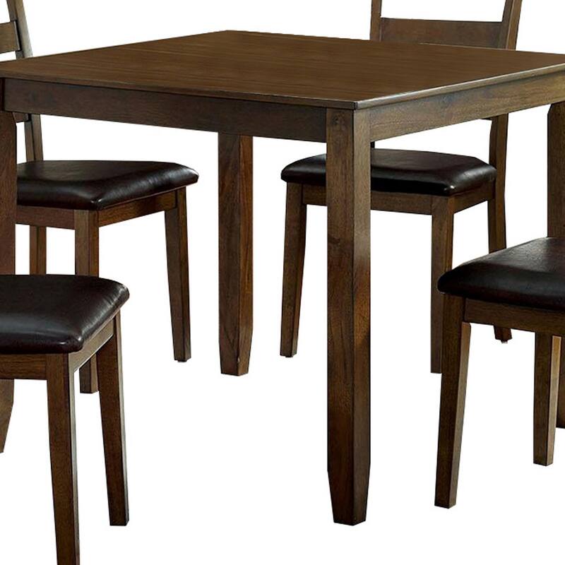 5 Piece Dining Table Set with Leatherette Seating, Brown