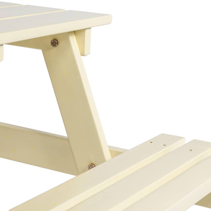 Porto 59" Modern Classic Outdoor Wood Picnic Table Benches with Umbrella Hole, by JONATHAN Y